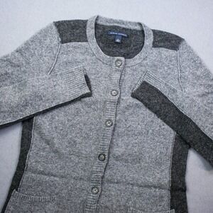 Banana Republic Wool Cashmere Blend Cardigan Pockets Women L Grey Sweater